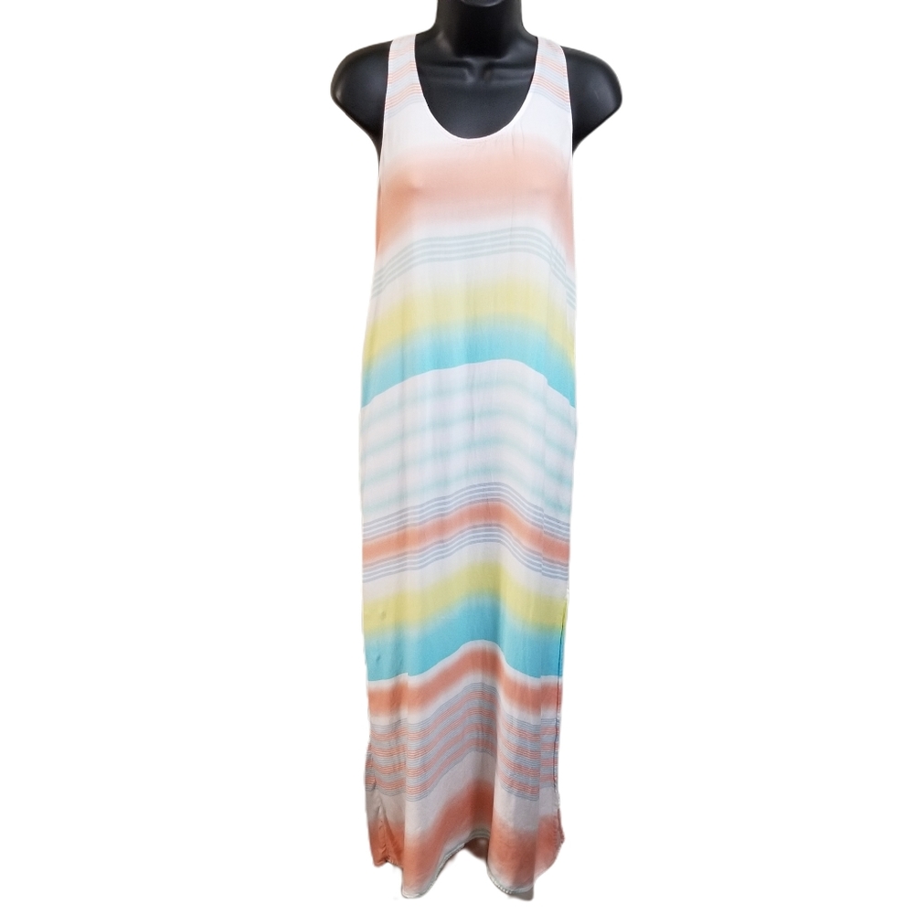 Splendid Striped Rainbow Maxi Dress Size Medium